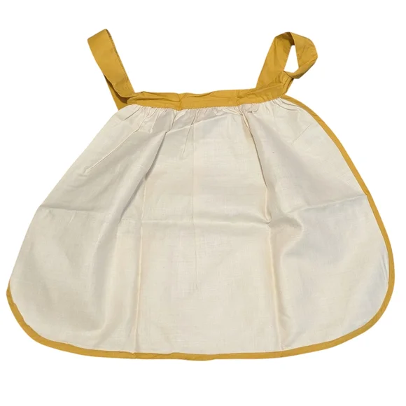 Vintage Apron with Yellow Floral Trim and Leaf Design - Picture 2 of 8
